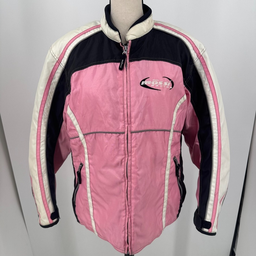Mossi Racing Jacket WOMENS Pink Black White Full Zip Snowmobile Coat SIZE LARGE